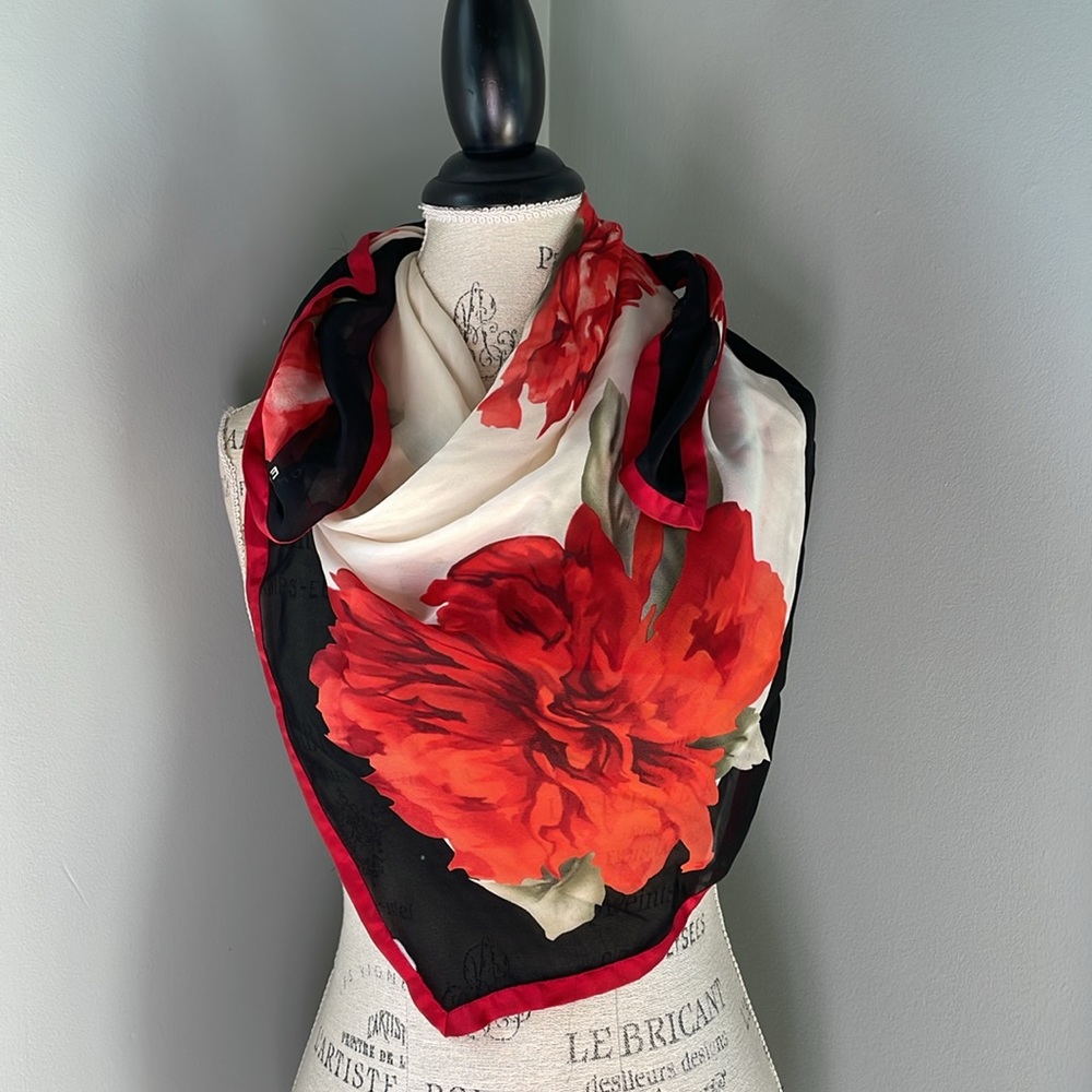 Vintage silk ECHO red floral scarf